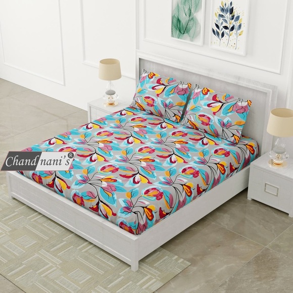 Beautiful 3pcs Queen Size Glace Cotton Bedsheets - Picture 1 of 1